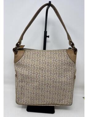 CELINE Vintage C Macadam Canvas Beige x Brown Women's Authentic